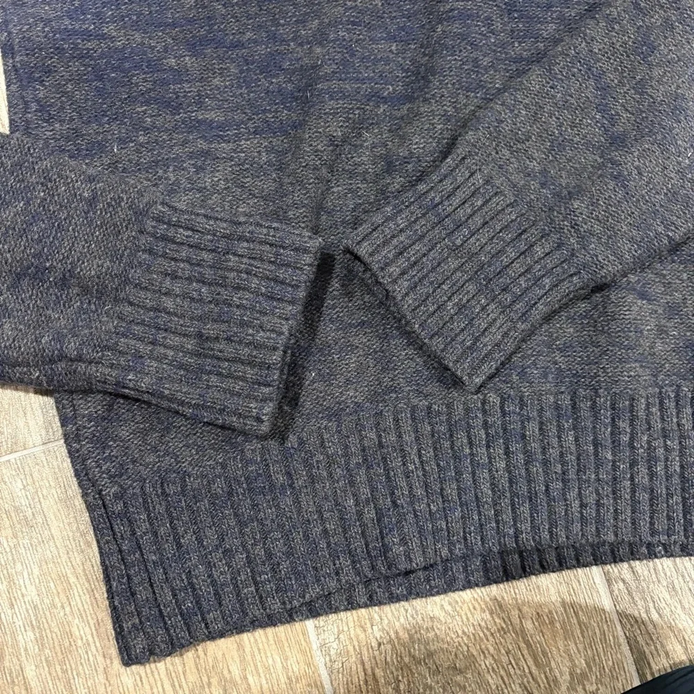 Banana Republic Mens Merino Wool Blend Blue Sweater Sz M Foldover Collar Preppy